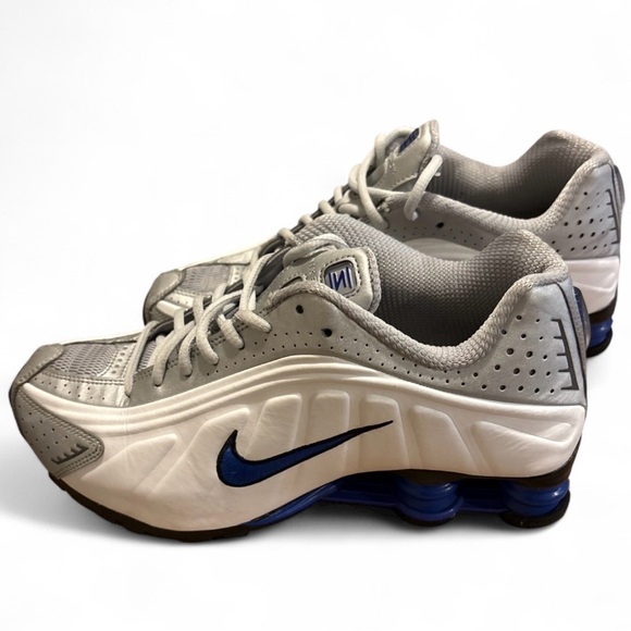 Nike Shox R4 White Metallic Silver Blue Mens 8.5 Running Sneakers main image 8